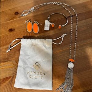 Kendra Scott Silver Necklace and Bracelet Set with Orange Accents